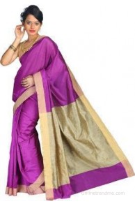 Pavechas Solid Banarasi Cotton, Silk Sari